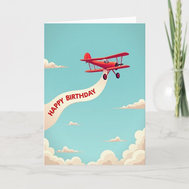 Carte de vœux d'anniversaire biplan (Devant)
