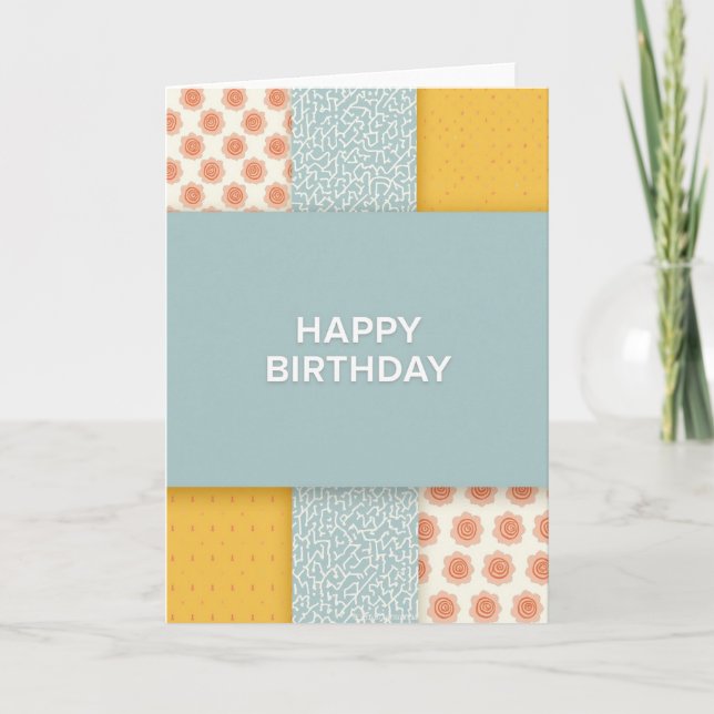 Carte de vœux d'anniversaire bleu-vert (Devant)