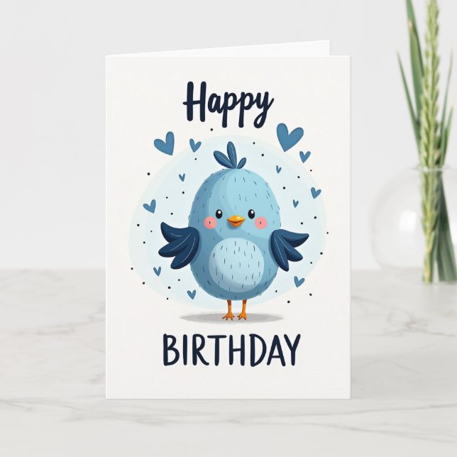 Carte de vœux d'anniversaire Blue Bird (Devant)