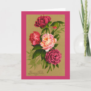 Carte de voeux d'anniversaire BONNE FETE vintage 1