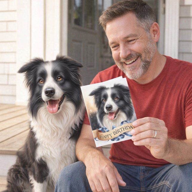 Carte de vœux d'anniversaire Border Collie (A happy pup and heartfelt wishes perfect birthday card for every Border Collie dog lovers)