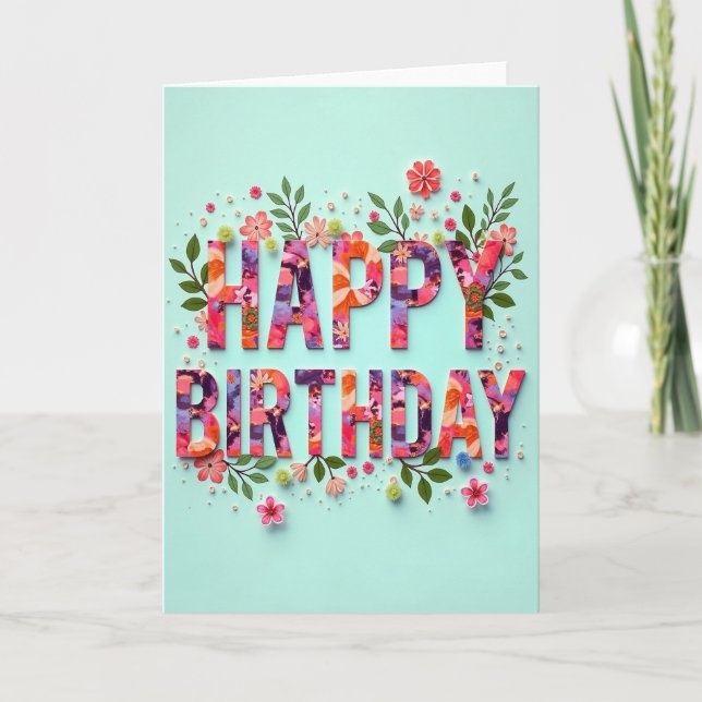Carte de vœux d'anniversaire botanique (Devant)