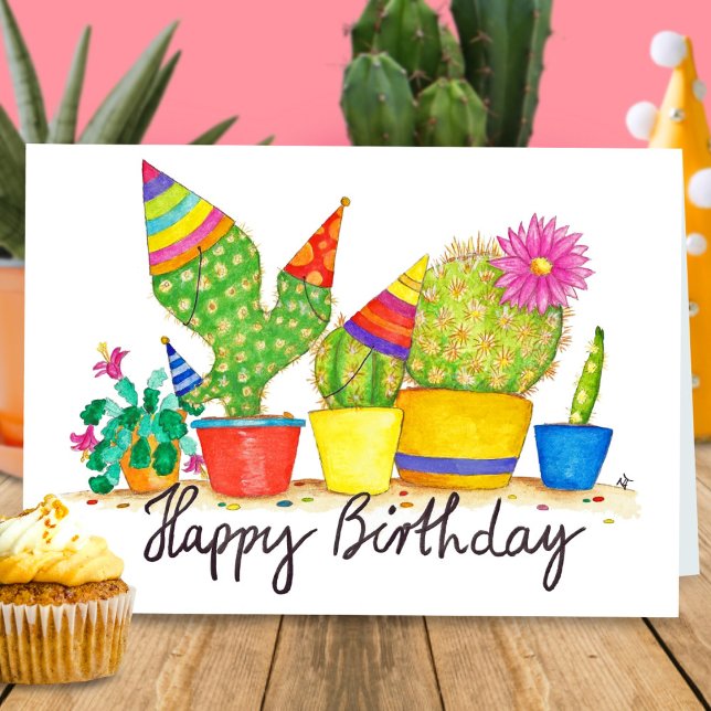 Carte de vœux d'anniversaire Cactus par Nicole Jan (Créateur téléchargé)
