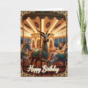 Carte de vœux d'anniversaire carrousel fantaisiste