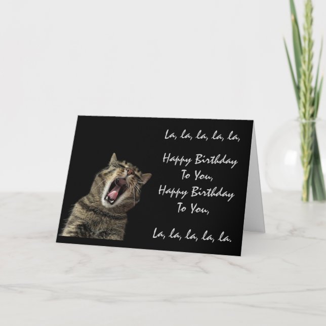Carte de vœux d'anniversaire chantée par un chat (Devant)