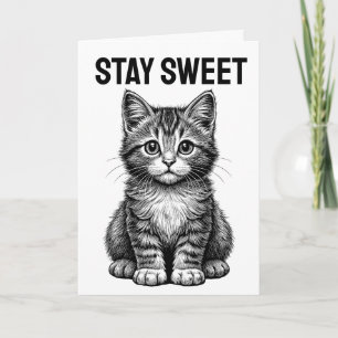 CARTE DE VOEUX D'ANNIVERSAIRE CHAT MIGNON