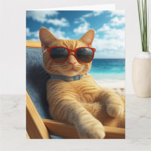 CARTE DE VOEUX D'ANNIVERSAIRE CHAT SYMPA SUR LA PL
