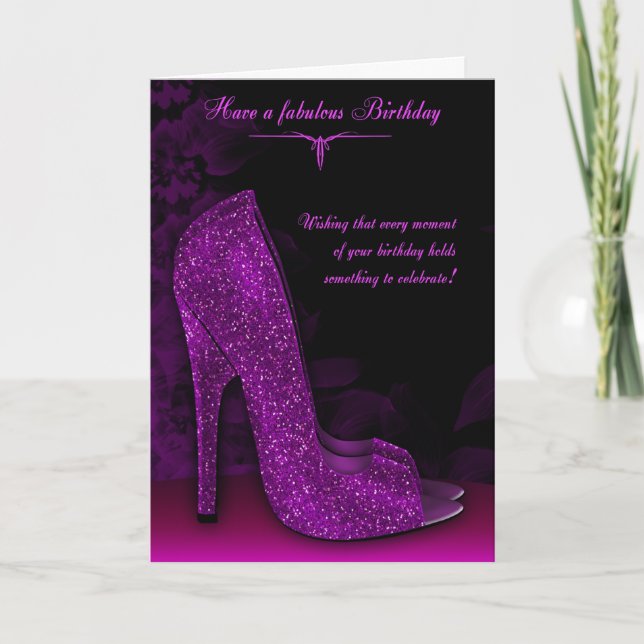 Carte de voeux d'anniversaire chic Glamor Shoe (Devant)