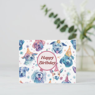 Carte de vœux d'anniversaire Chien à l'aquarelle –