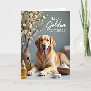 Carte de vœux d'anniversaire Chien Doré