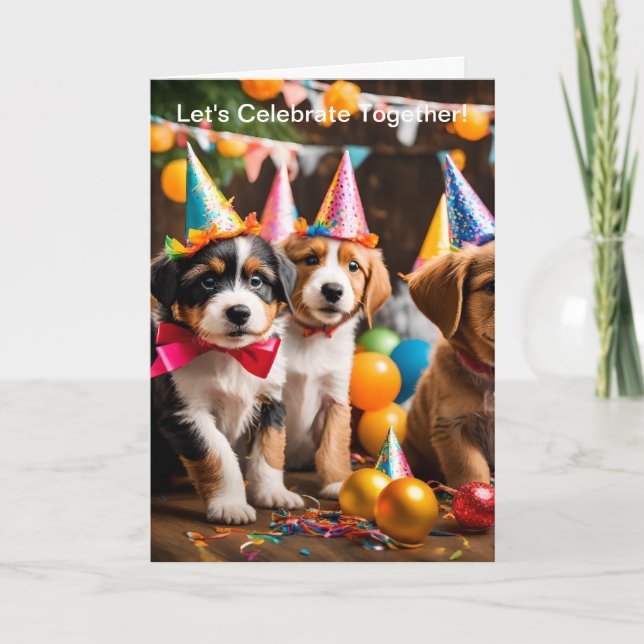 Carte de vœux d'anniversaire Chien Mignon (Devant)