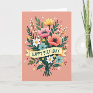 Carte de vœux d'anniversaire Coquelicot