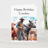 Carte de vœux d'anniversaire Cowboy