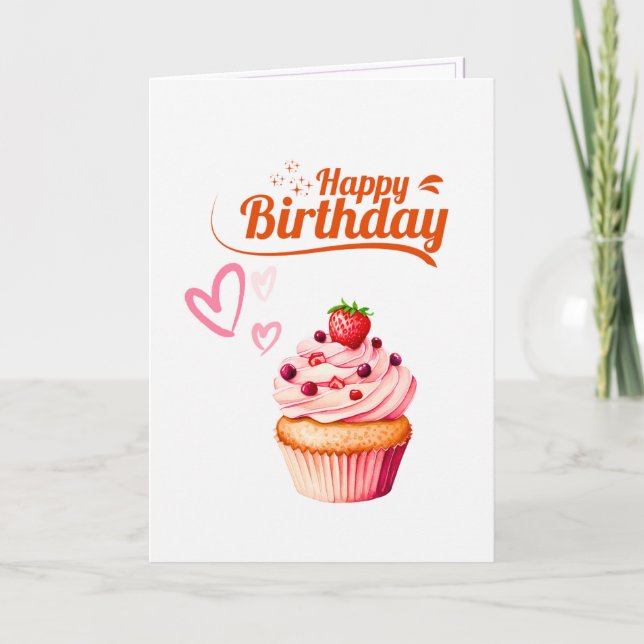 Carte de vœux d'anniversaire Cupcake Sucré (Devant)
