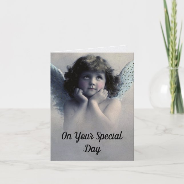 Carte de vœux d'anniversaire d'ange vintage (Devant)