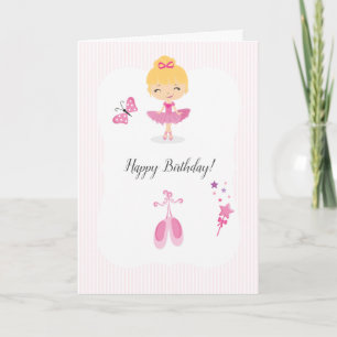 Carte de vœux d'anniversaire de ballerine rose