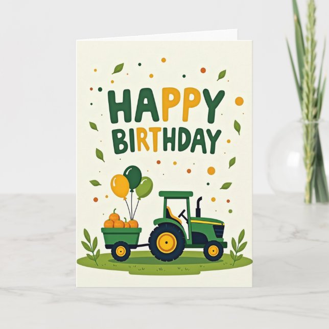 Carte de vœux d'anniversaire de chariot de ferme (Devant)