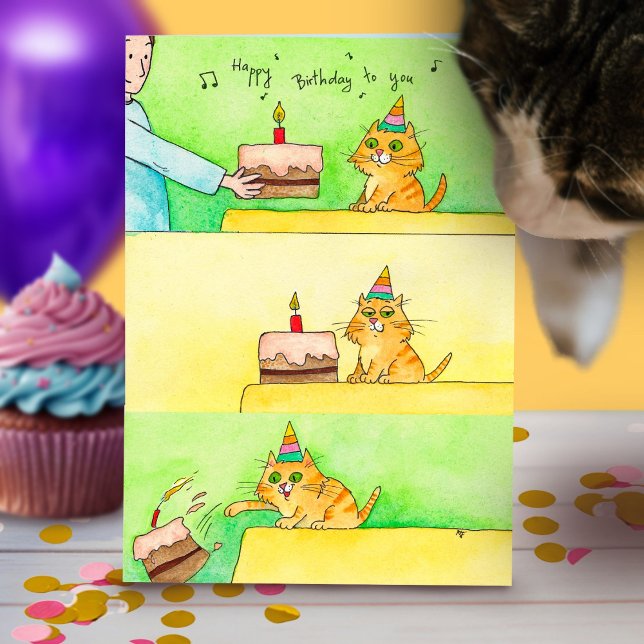 Carte de vœux d'anniversaire de chat drôle  (Créateur téléchargé)