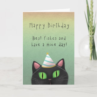 Carte de voeux d'anniversaire de chat noir