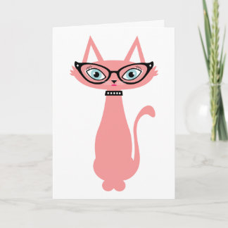 Carte de voeux d'anniversaire de chat Retro