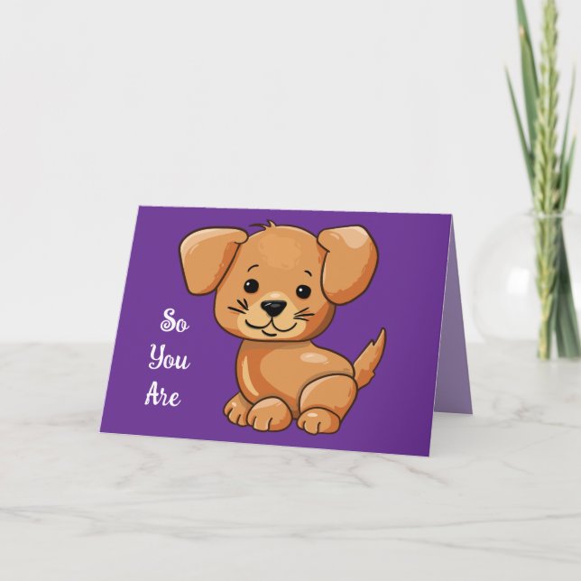 Carte de vœux d'anniversaire de chiot mignon (Devant)