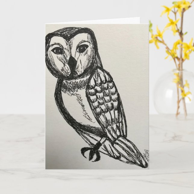 Carte de voeux d'anniversaire de chouette Meilleur (Fleur jaune)