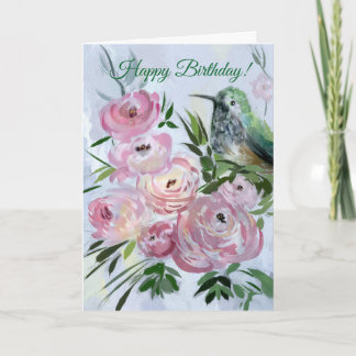 Carte de voeux d'anniversaire de colibri et de