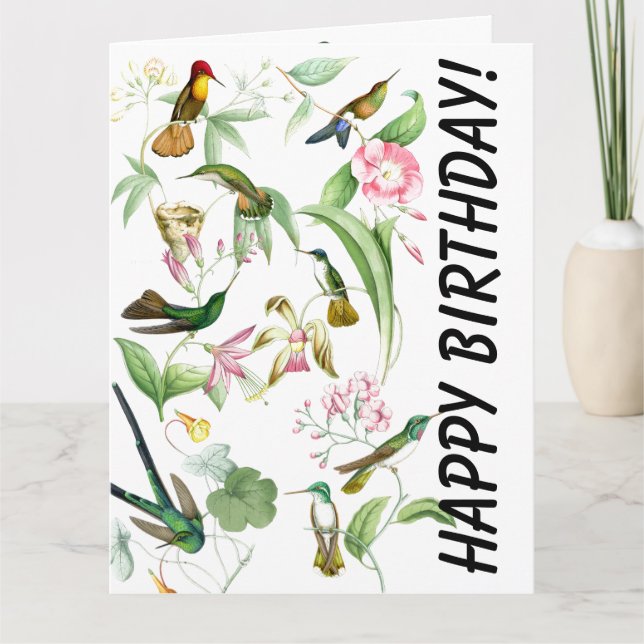 Carte de voeux d'anniversaire de colibris grande (Devant)