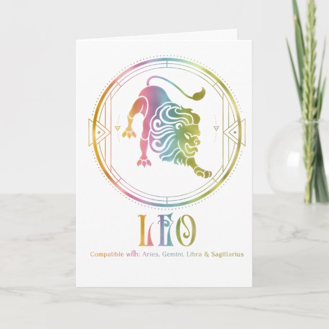 Carte de vœux d'anniversaire de compatibilité Lion (Devant)