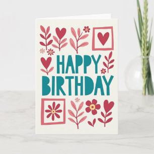 Carte de vœux d'anniversaire de couleur sarcelle