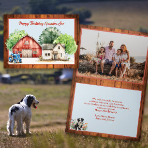 Carte de vœux d'anniversaire de ferme avec photo à