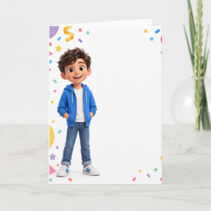 Carte de vœux d'anniversaire de garçon mignon avec