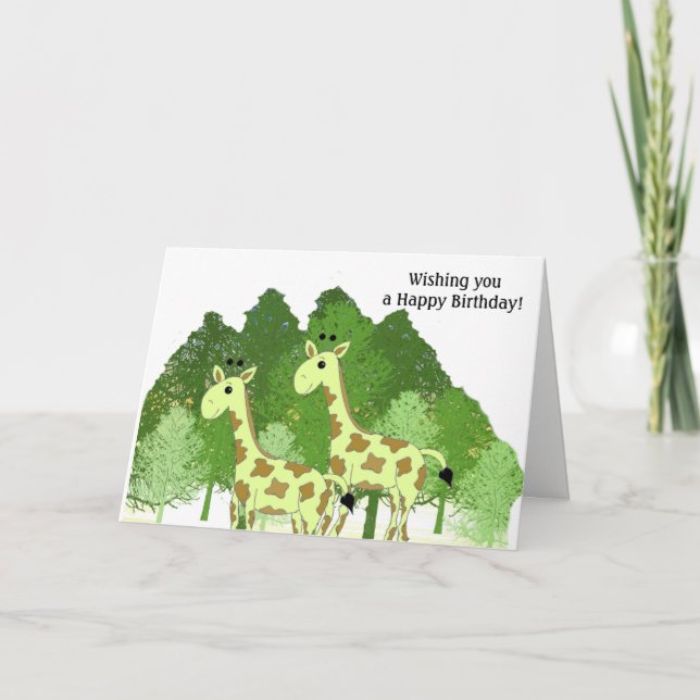 Carte de vœux d'anniversaire de girafe (Devant)