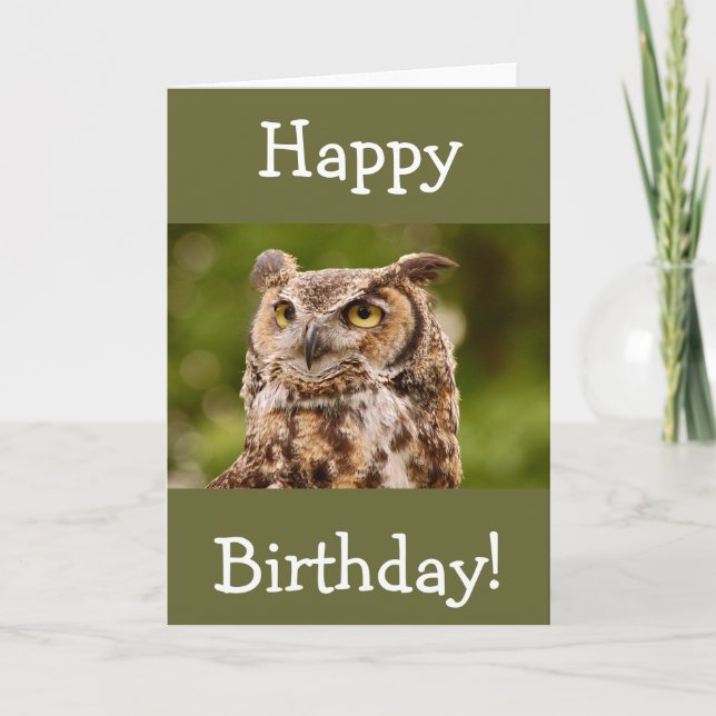 Carte de voeux d'anniversaire de hibou tacheté Bro (Devant)