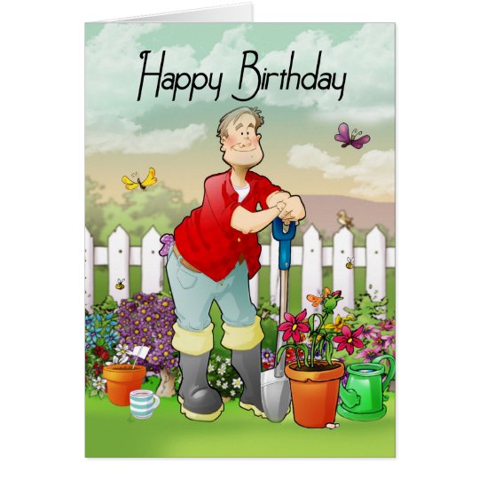 carte de voeux d'anniversaire de jardinier Zazzle.fr