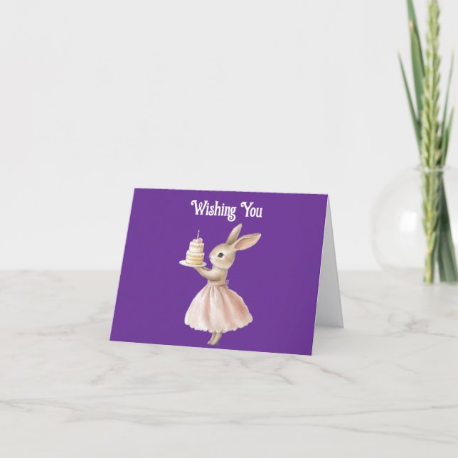Carte de vœux d'anniversaire de lapin heureux (Devant)