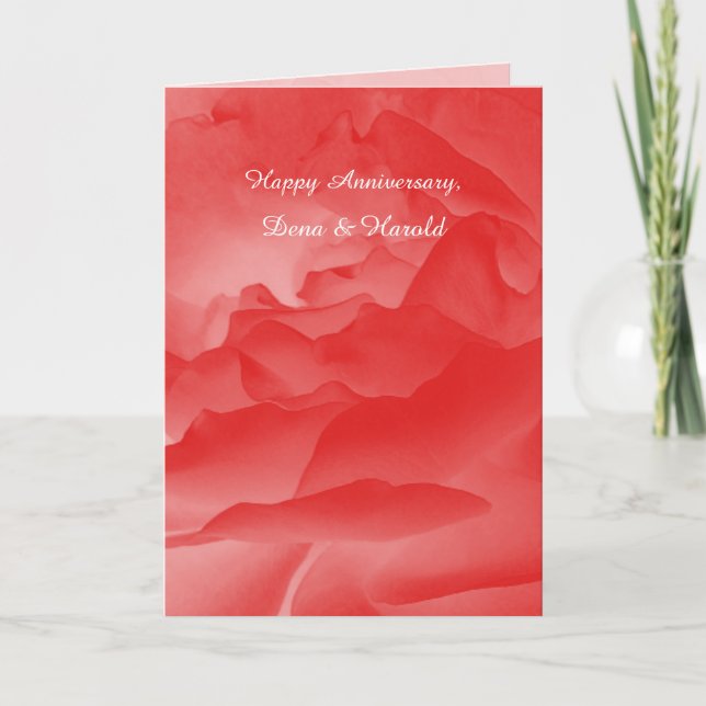 Carte de vœux d'anniversaire de mariage Rose corai (Devant)