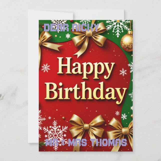 Carte de vœux d'anniversaire de Noël unique  (Devant)