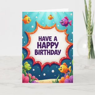 Carte de vœux d'anniversaire de poisson sous-marin