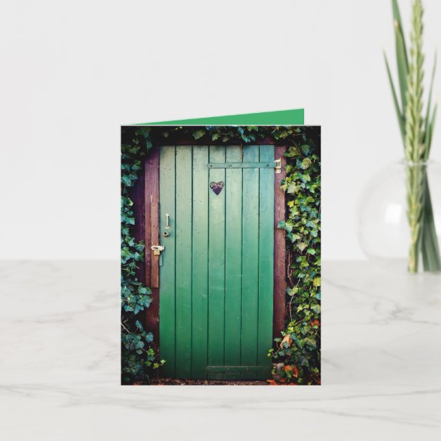 Carte de vœux d'anniversaire de porte de jardin ve (Devant)