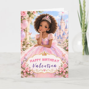 Carte de vœux d'anniversaire de princesse rose mag