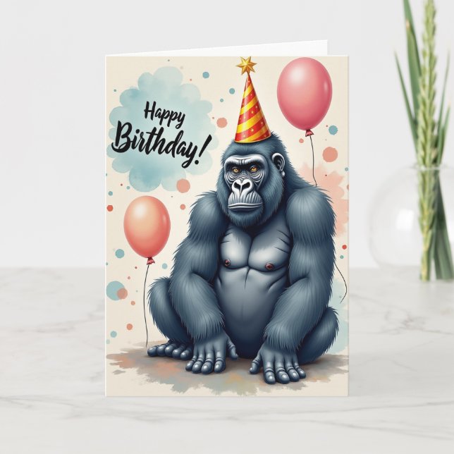 Carte de vœux d'anniversaire de singe (Devant)