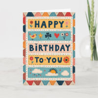 Carte de vœux d'anniversaire de style patchwork