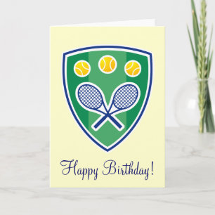 Carte de vœux d'anniversaire de tennis élégante