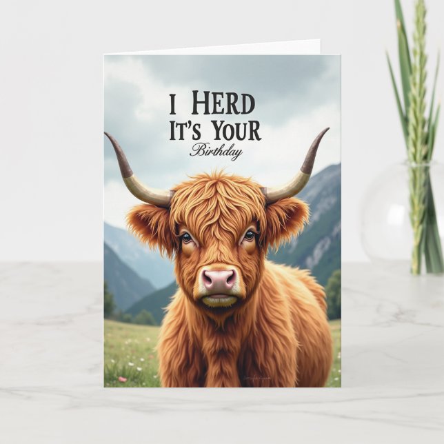 Carte de vœux d'anniversaire de vache joyeuse (Devant)