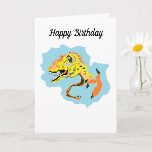 Carte de vœux d'anniversaire d'enfant : Dinosaures