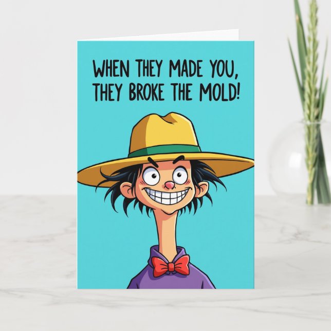 Carte de vœux d'anniversaire dessin animé unique (Devant)