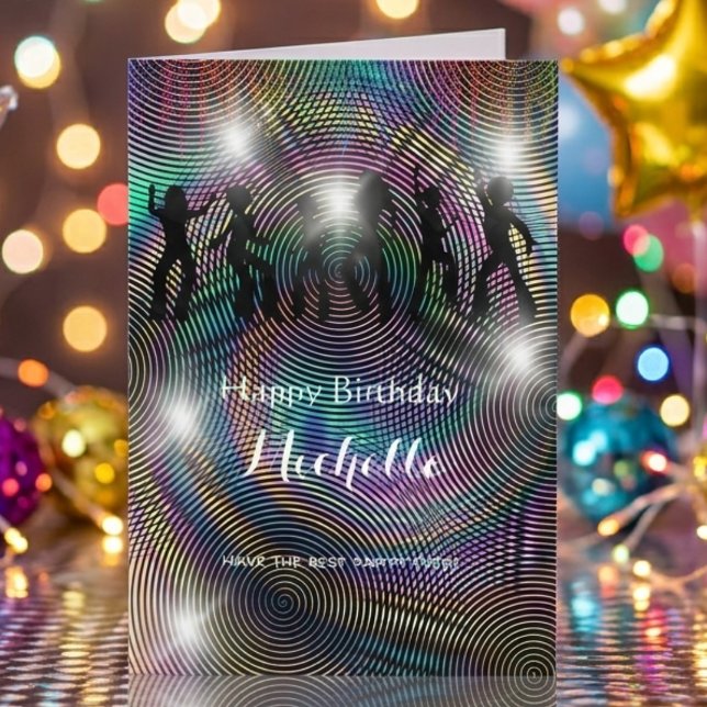 Carte de vœux d'anniversaire disco psychédélique f (Créateur téléchargé)