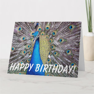 Carte de voeux d'anniversaire d'oiseau de paon