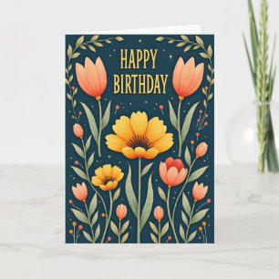 Carte de vœux d'anniversaire dorée